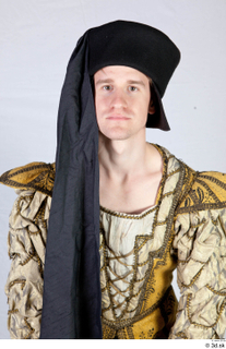  Photos Medieval Prince in cloth dress 1 Formal Medieval Clothing black chaperon caps  hats head medieval Prince 0001.jpg